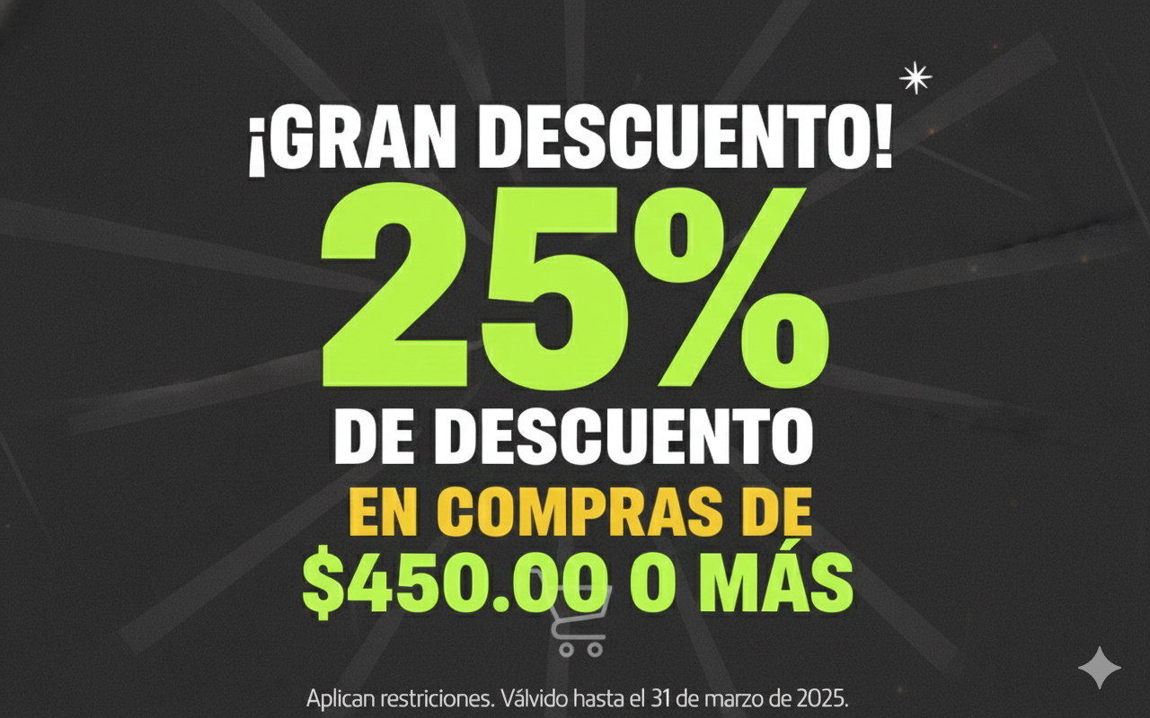 Descuento del 25% en compras superior de 450.00