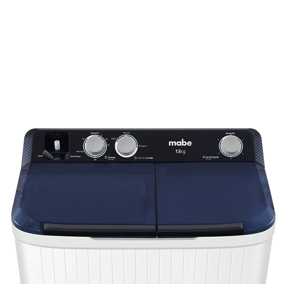 Vista superior de la lavadora Mabe Semiautomatica 13KG