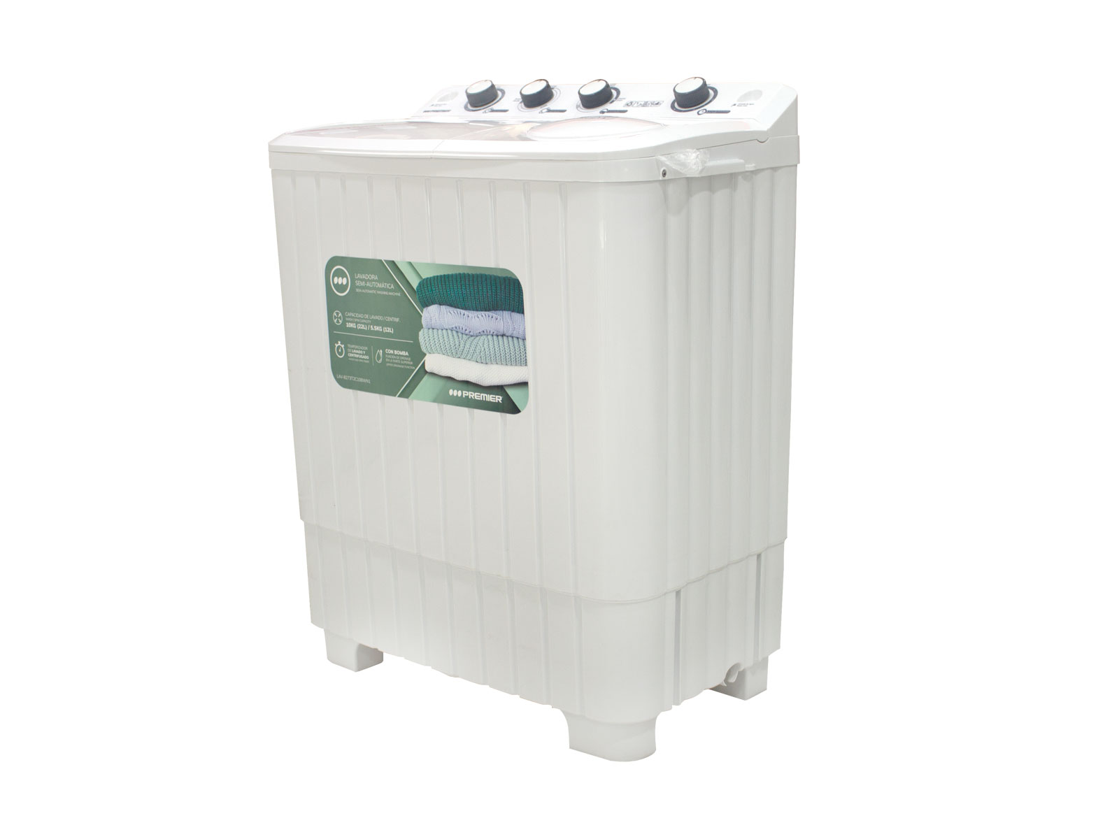 Vista lateral derecha de la lavadora Premier Semiautomatica 10KG